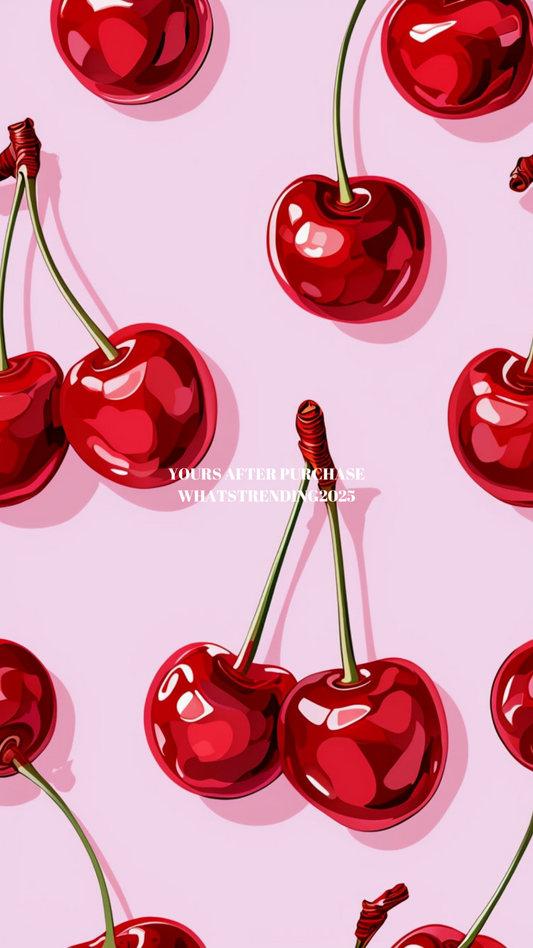 Cherries Pink Background Phone Case Png