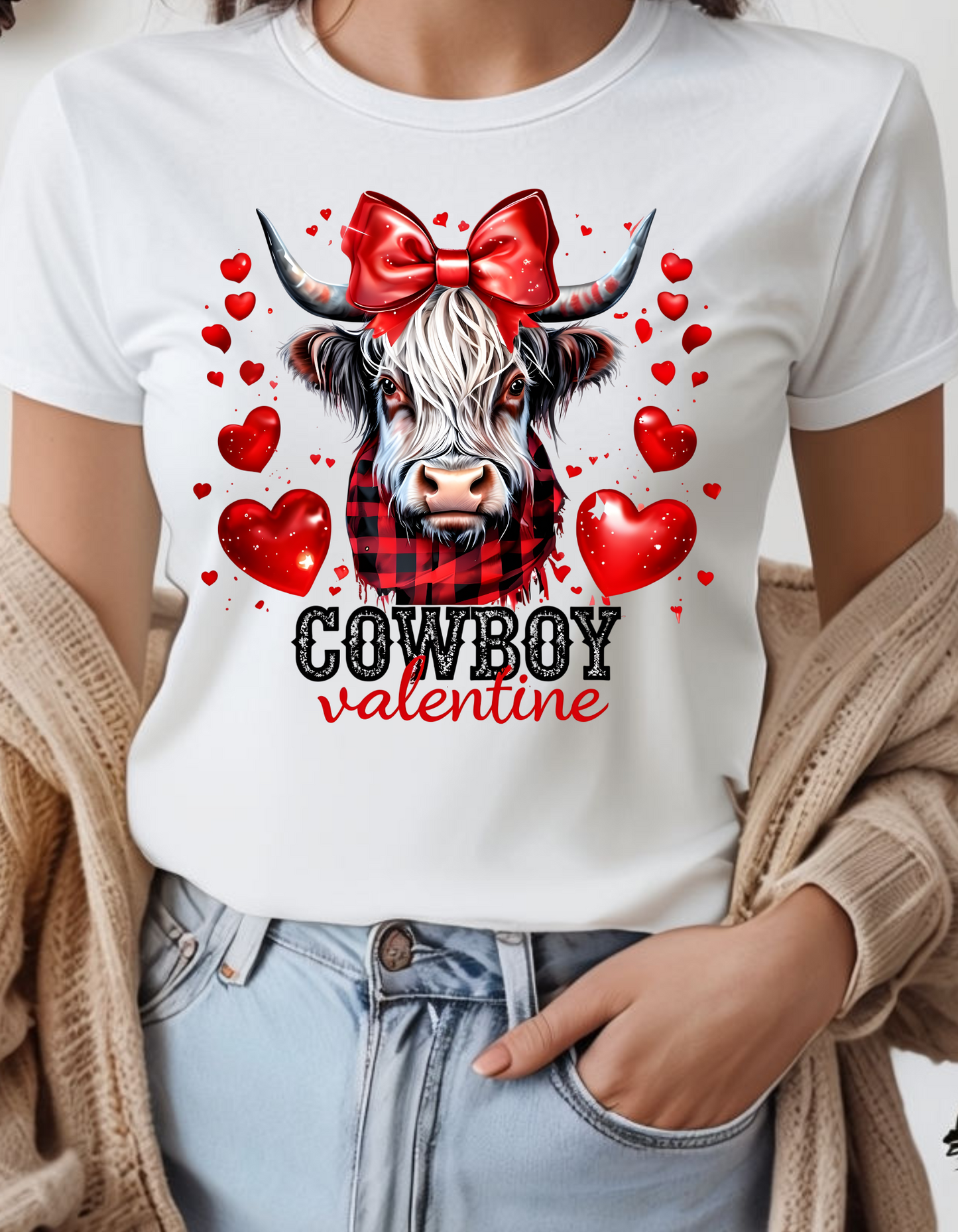 Highland Cow ''Cowboy Valentine" instant download PNG