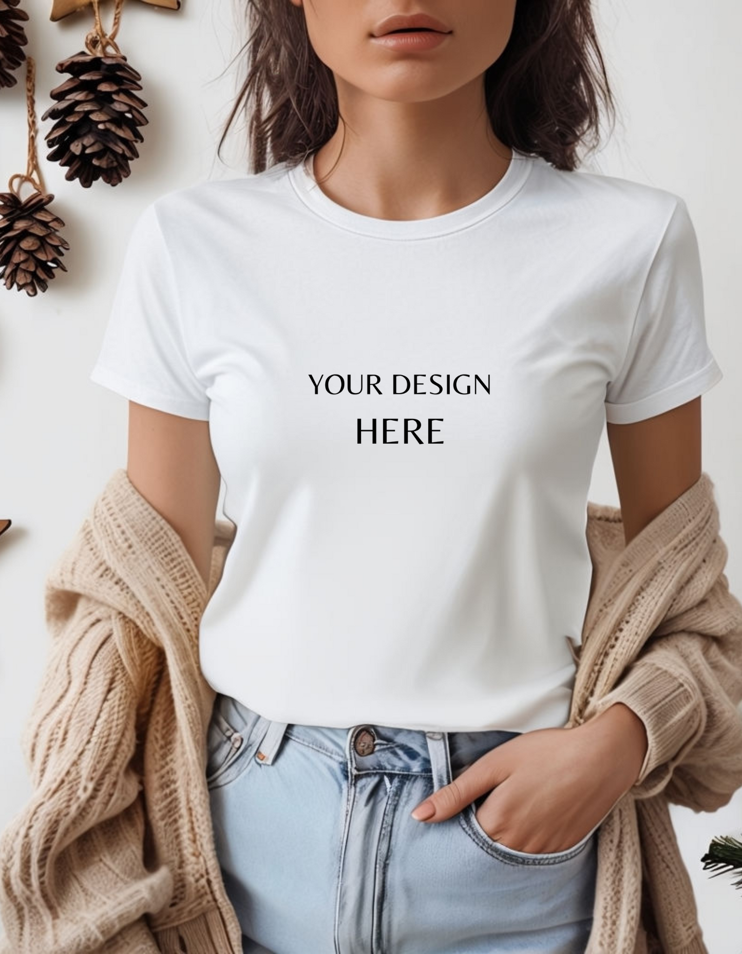 Cozy short sleeve white tee/sweater mockup