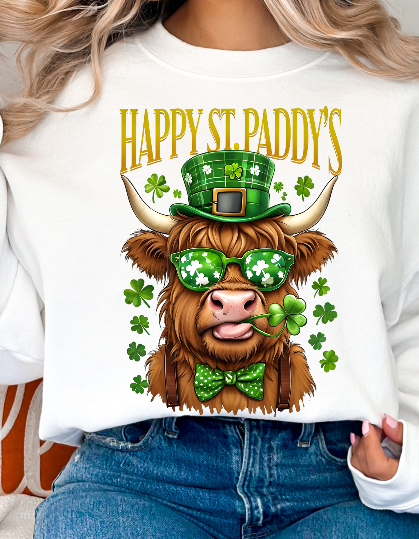 Highland Cow St. Patrick's Day PNG Red Bow Sucker (Copy)