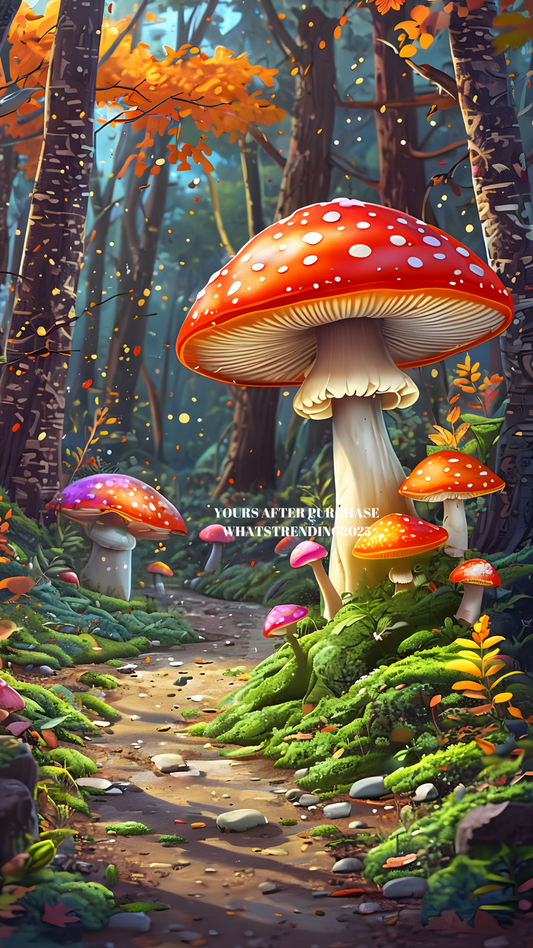 Mushrooms in forest poster