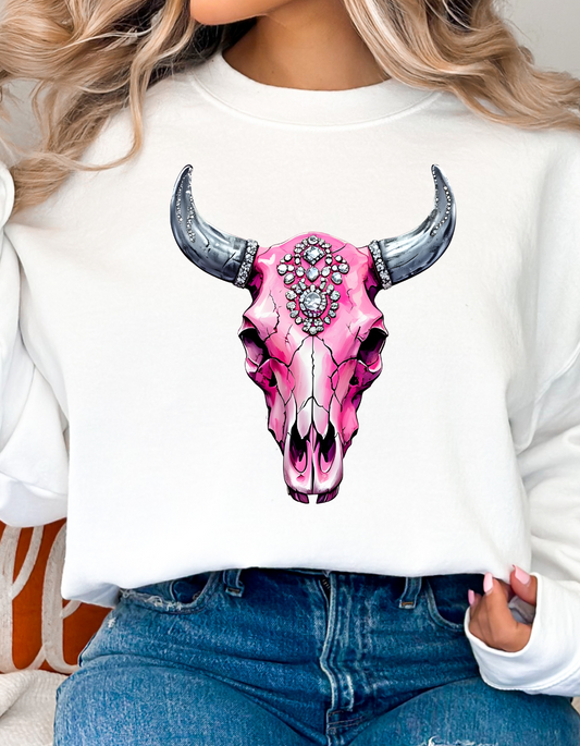 Pink skeleton bull head png instant download