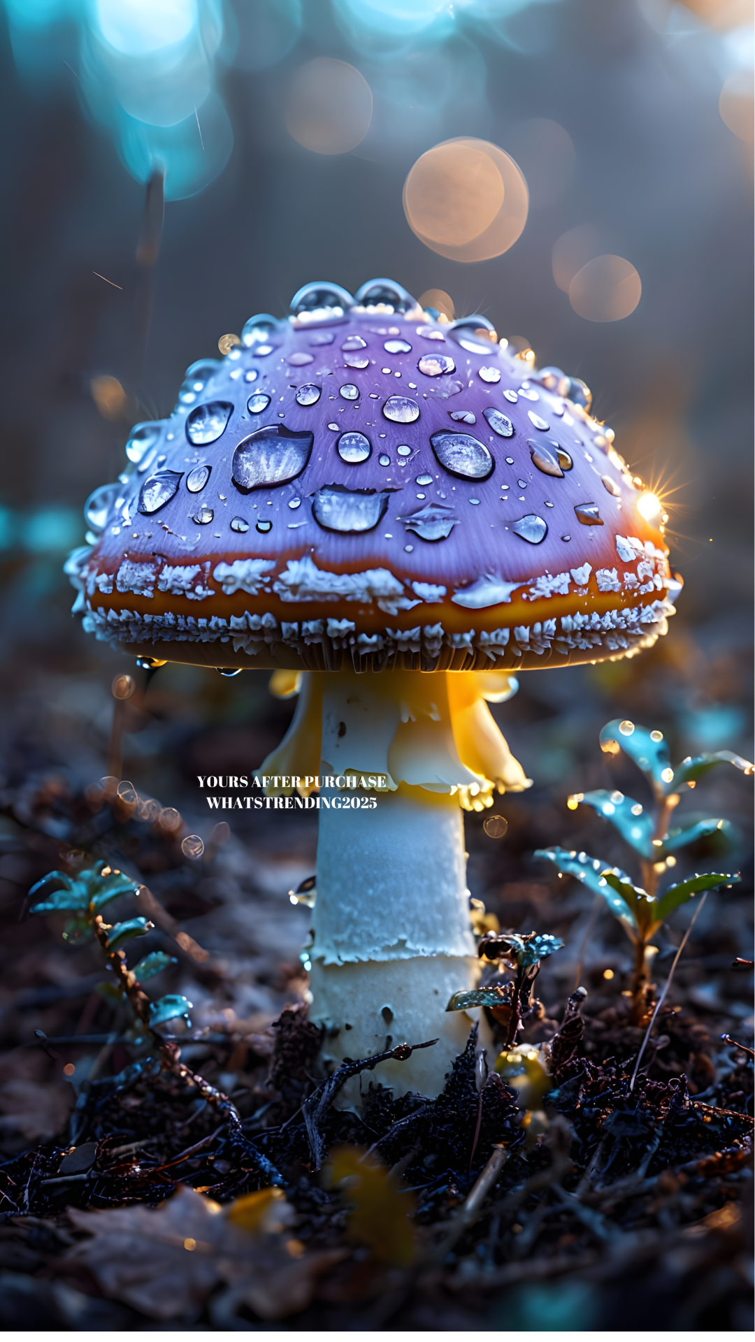 Mushroom dripping rain drops poster png